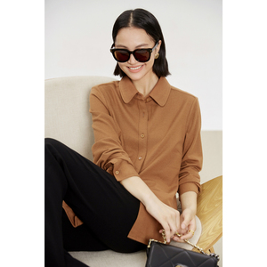 玛氏嘉敏 新澳精纺羊毛轻缩绒针织上衣 长袖小圆领羊毛衬衫612321