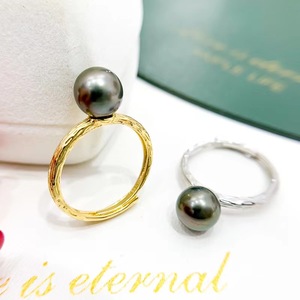 DIY珍珠配件 S925纯银简约精致拉丝工艺戒指指环可调节半成品银饰