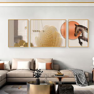 客厅装饰画沙发背景墙壁画三联组合麋鹿现代高档轻奢意式极简挂画