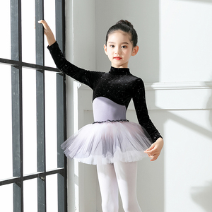 女童舞蹈服儿童秋冬新款长袖考级中国舞演出服形体芭蕾高领练功服