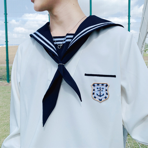 青物社/ 原创 (星见汀)男款水手服秋冬外套衬衫 学院风套刺绣装