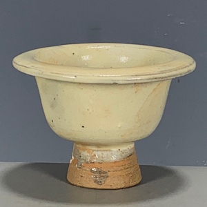 古董瓷器老货旧货收藏 老窑瓷地方窑口白色高脚杯全美品