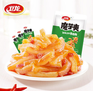 5袋*50g 卫龙魔芋爽酸辣味网红休闲小零食小包装办公室袋装素毛肚