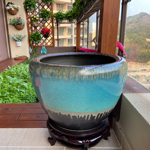 缸客厅阳台养鱼缸室外锦鲤鱼缸庭院睡莲荷花缸大水缸招财风水鱼缸