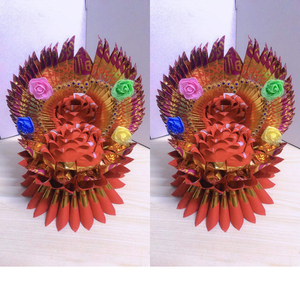 潮汕手工中秋折纸新版福金折花篮底座小莲花莲花瓣19x21cm