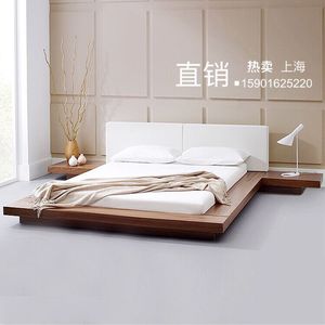 简约现代榻榻米床板式床日式烤漆床韩式婚床低箱1.5米1.8米双人