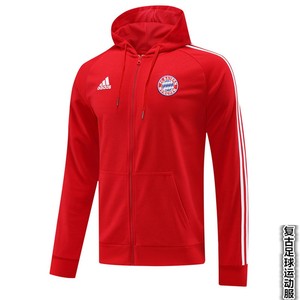 Adidas/阿迪达斯22/23拜仁红色连帽夹克外套出场服足球训练服套装