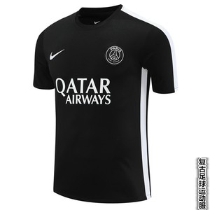 Nike/耐克23-24巴黎圣日耳曼短袖训练服球员同款赛前速干黑色球衣