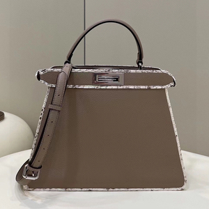 新款蛇纹边手提包peekaboo手袋时尚欧美宴会夹层大容量斜挎单肩包