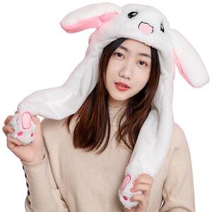 兔耳朵帽子抖音网红同款ins潮发光发亮小兔子会动的可爱耳朵兔帽
