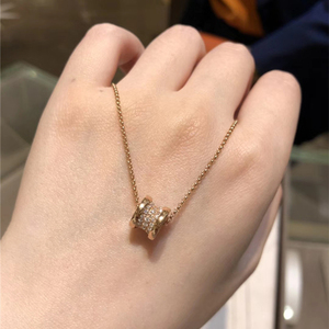 bvlgari/宝格丽满钻小蛮腰项链 bzero118k玫瑰金迷你弹簧锁骨链女