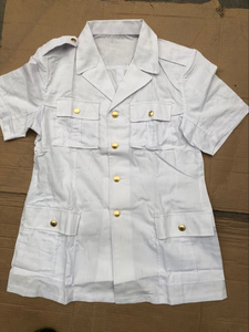 老式白色短袖衬衣 87式4个口袋 衬衣纱卡 夏季短袖 2兜衬衣