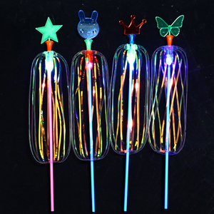 百变扭扭乐泡泡花魔法棒闪光发光棒泡泡球七色彩带魔术棒发光玩具