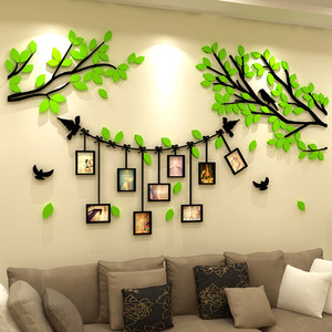 3d立体照片树墙贴纸画亚克力沙发客厅卧室床头温馨电视墙面装饰品