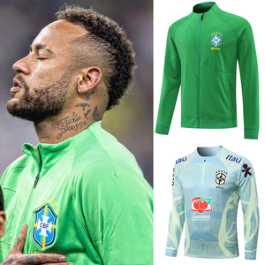 2022巴西长袖训练服国家队球员版10号内马尔出场风衣外套足球队服
