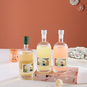 果酒瓶子空瓶条纹瓶500ml密封加厚玻璃青梅杨梅荔枝花果酒瓶自酿