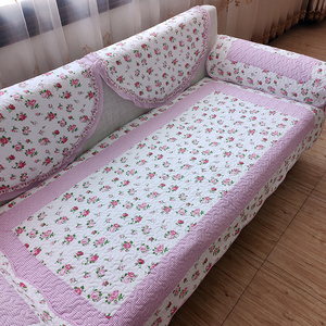 双面纯棉粉色沙发垫四季通用田园碎花小清新花朵韩式布艺坐垫套巾
