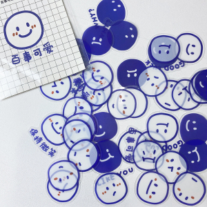 与花语 可爱小兔蓝色笔记本贴纸手账平板电脑手机壳防水装饰贴画