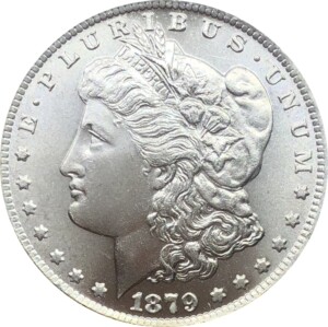 外国钱币美国摩尔根美元1879 cc 年仿古银币白铜镀银原光古钱币