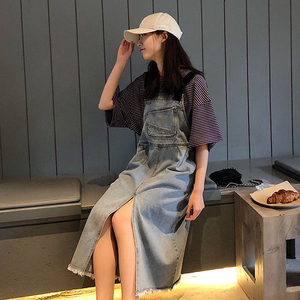 背带裙牛仔宽松韩国中长款