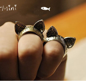 11 韩国小饰品批发厂家直销 时尚复古猫耳朵潮女戒指 指环