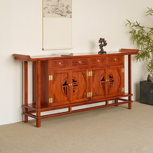 新中式实木正对大门玄关柜复古农村别墅中堂柜老榆木沙发靠背边柜