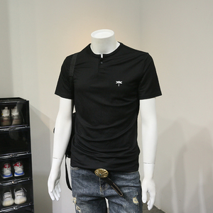 小蜻蜓刺绣小标t恤男2021年夏季新款男士短袖男上衣服潮流休闲帅