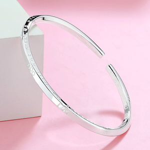 ido银手镯999纯银镯子开口足银手镯女扭曲银手环送女友生日礼物