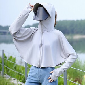 00欧黛娜旗舰店天猫防晒服女薄款夏季中长款罩衫外套时尚冰丝连帽