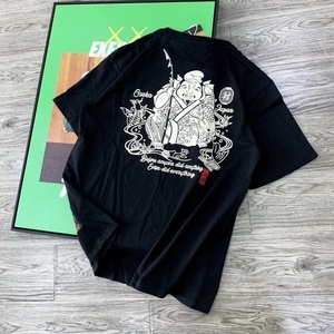 潮牌2022新款夏季福神evisu短袖男惠比寿鲤鱼印花圆领宽松百搭t恤