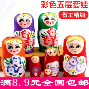 俄罗斯套娃玩具5层新款中国风木质女生可爱儿童益智创意礼品摆件