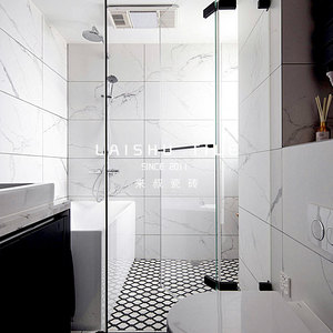 北欧轻奢通体柔光鱼肚白地砖爵士白大理石瓷砖卫生间厕所厨房墙砖