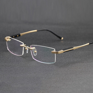 私人定制 18K纯金商务眼镜框 半框近视眼镜 重金属镜架 个性粗腿