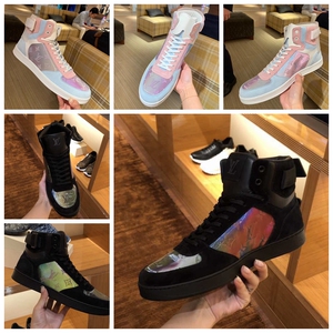 lv/路易威登秋季新款男士炫彩压纹搭扣高帮鞋情侣鞋板鞋女鞋