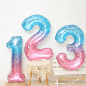 40寸梦幻星空数字气球儿童宝宝生日派对12345周岁拍照布置装饰品