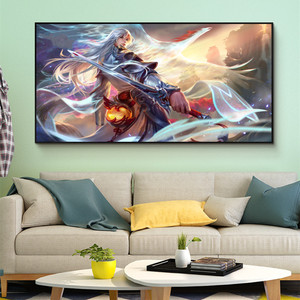 王者荣耀李白装饰画电竞馆网吧网咖挂画客厅儿童房间卧室床头壁画