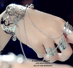 韩国时尚开口手镯戒指一体款女潮人个性手环日韩国手饰手链装饰品