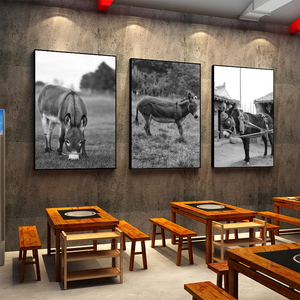 驴肉馆墙面装饰画驴肉餐馆火锅店农家乐挂画农村乡村农庄饭店壁画