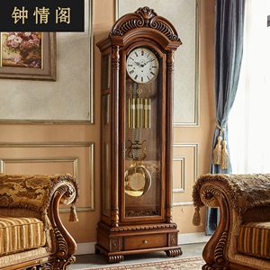 德国赫姆勒美式机械落地钟客厅欧式别墅立式座钟新中式复古大摆钟