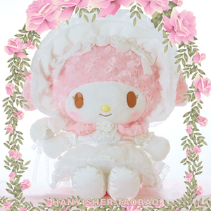 日本正品melody美乐蒂公仔毛绒玩具布娃娃可爱玩偶婚纱系列大号