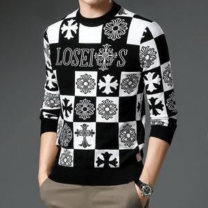 克罗心ch正品代购冬季男装十字架圆领长袖加厚羊绒针织打底衫毛衣