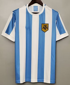 1978阿根廷国家队主场复古球衣/足球服/波衫/蓝白上衣 50元
