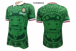 1998年世界杯墨西哥主场复古球衣/足球服/波衫/   绿色 60元