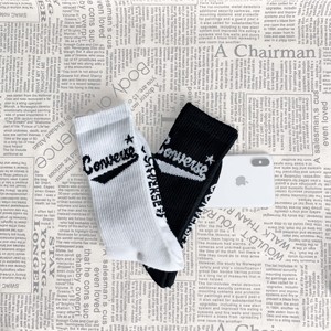 Converse匡威2双装 新款黑色男袜女袜通用百搭潮流字母运动袜白色