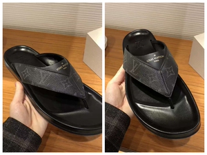 lv路易威登新款 男士 黑色 平底人字拖鞋凉鞋1a4uiu