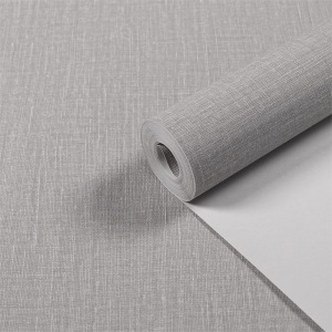 烟灰色水泥灰北欧风深压纹墙纸仿亚麻布纯色素色卧室客厅简约壁纸