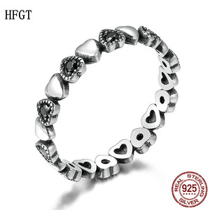 HFGT韩版热销爱心连连925纯银爱心女高级感设计戒指钻戒 心形女戒