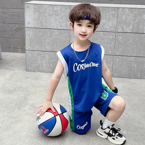 男童运动篮球服背心套装无袖坎肩薄款2024夏季小男生男孩子衣服潮