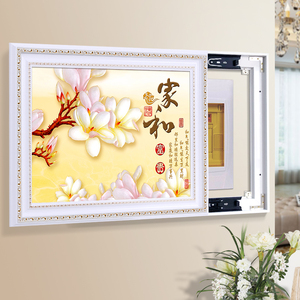 走廊美式电闸盒新中式墙上表画床头竖版水电表箱装饰遮挡创意壁画