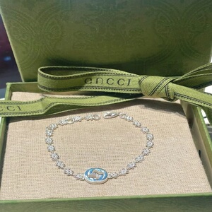 正品代购gucci古驰双g925纯银雪花手链情侣古奇interlocking手镯